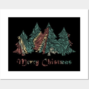 Chirstmas Line Art Tree Pattern Posters and Art